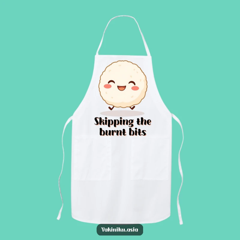 Funny Skipping Rice Ball Apron - Grinning Character Fun, Perfect Cute Funny Gift