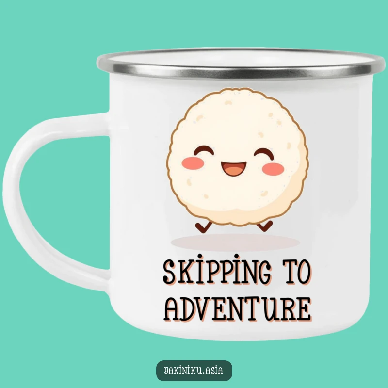 Funny Skipping Rice Ball Camping Mug - Grinning Fun, Perfect Cute Funny Gift