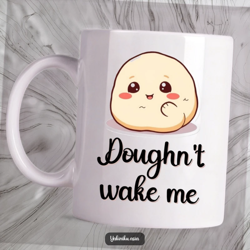 Funny dumpling mug, happily rolling with eyes, a cheerful and humorous design for food lovers.