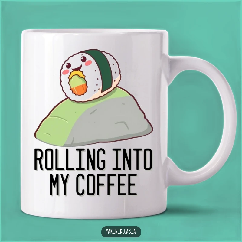 Funny Sushi Hill Rollo Mug - Gleeful Sushi Rolling Fun, Perfect Foodie Funny Gift