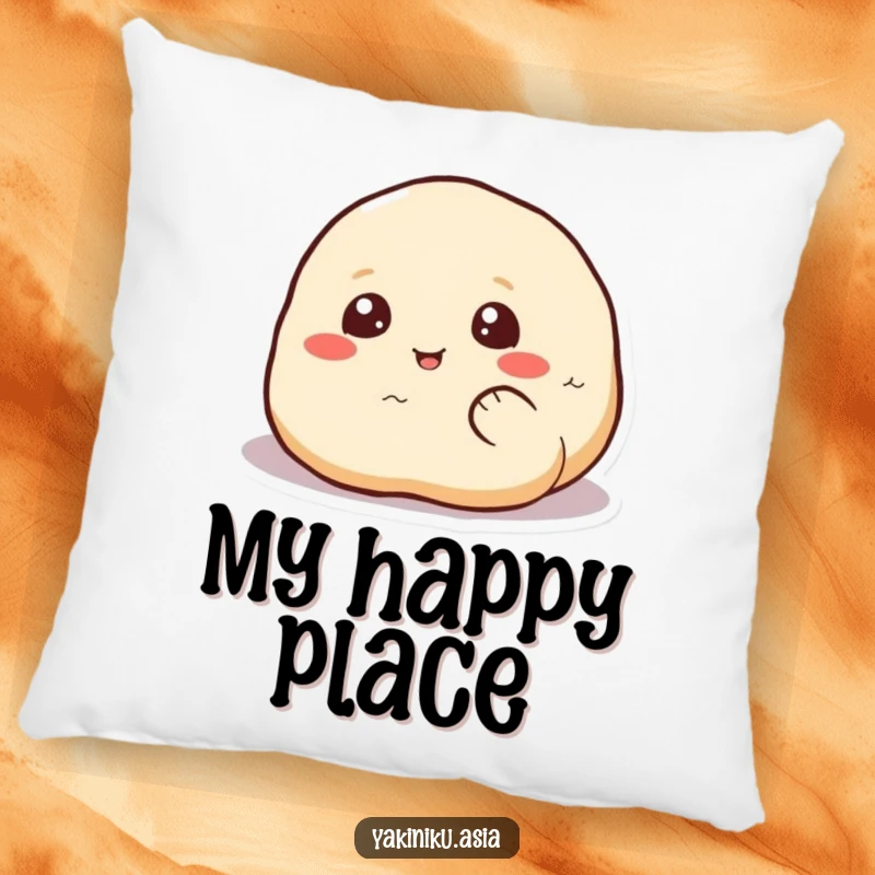 Funny dumpling pillow, captured in a happy rolling motion, perfect for adding comfort and cheerful humor.