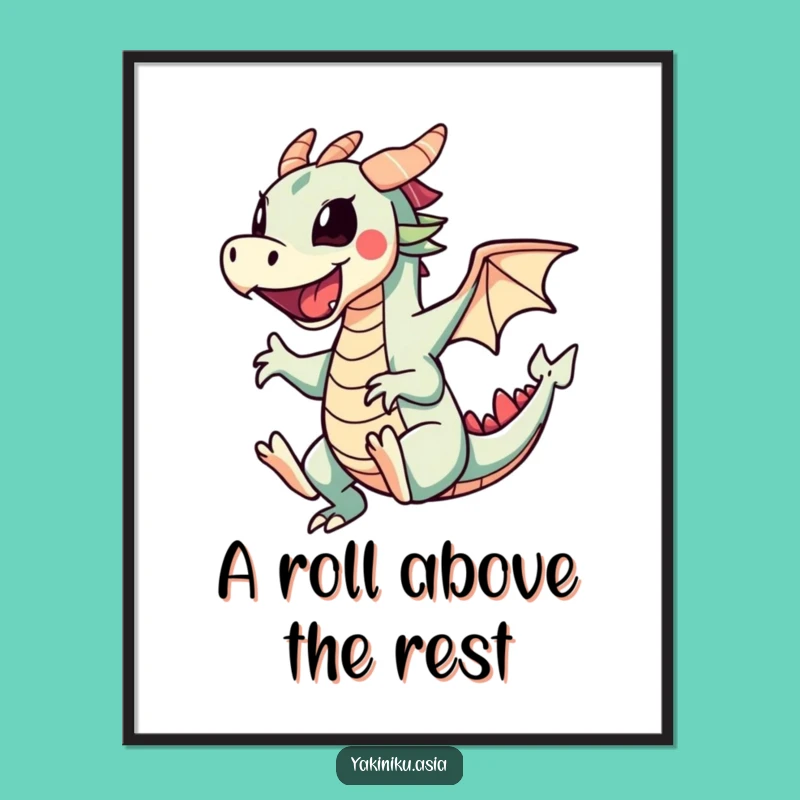 Instant Funny Dragon Roll Cartwheel Digital Art Print: Sushi Laughs Delivered