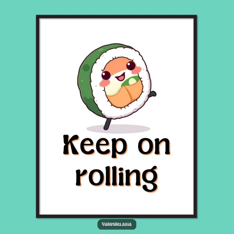 Funny Sushi Cartwheel Digital Art: Instant Hilarious Energy for Your Walls!