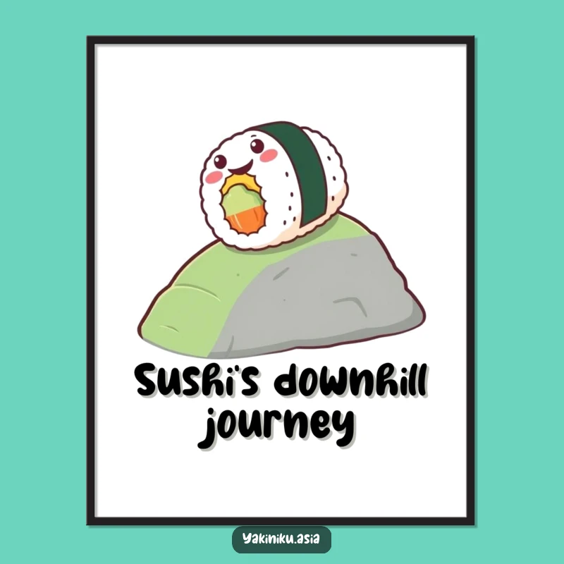 Funny Sushi Hill Rollo Digital Print - Gleeful Rolling Art, Perfect Foodie Funny Gift