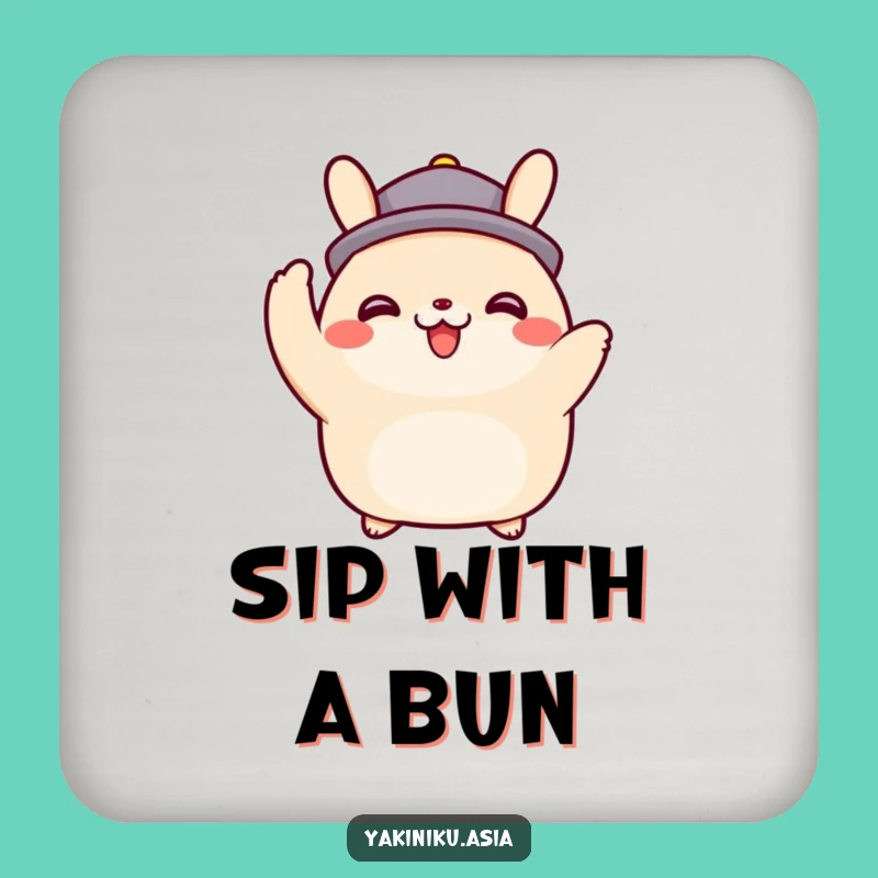 Funny Bao Bun Hat Tip Coaster, Protect Surfaces with Charm, Quirky Gift