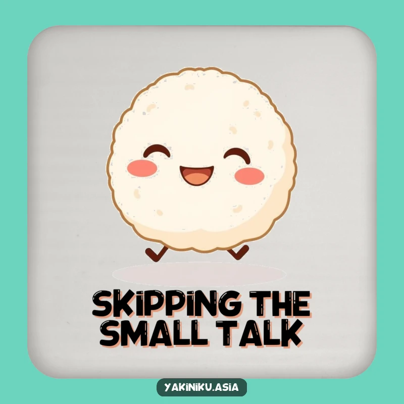 Funny Skipping Rice Ball Coaster - Grinning Fun, Perfect Cute Funny Gift