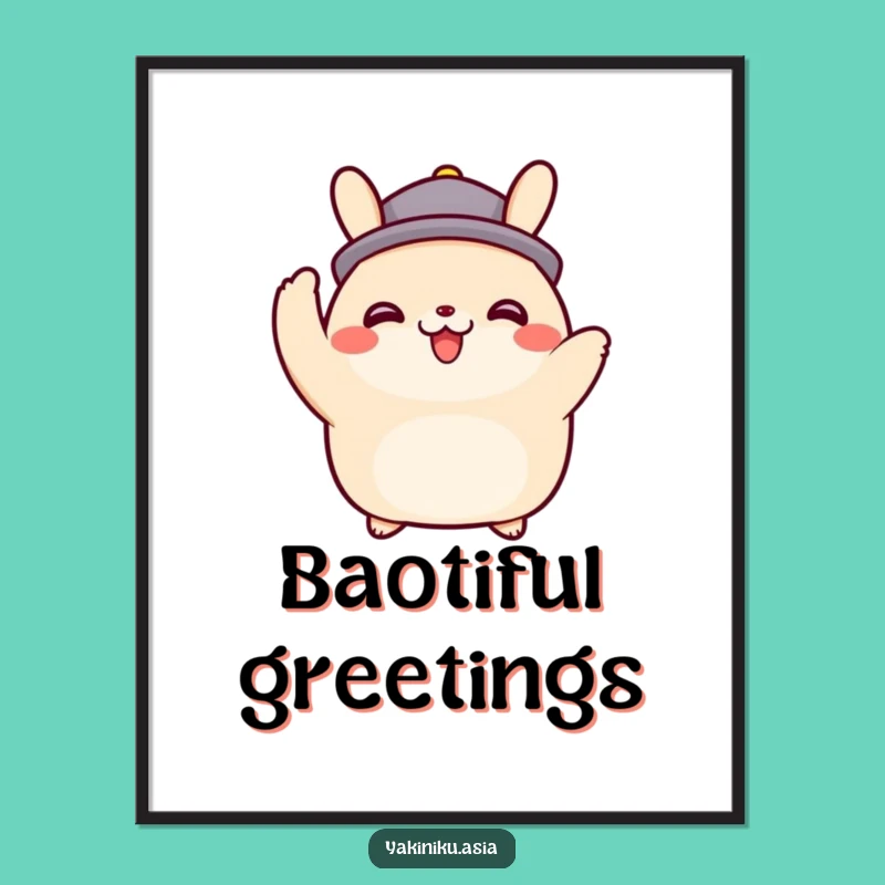 Funny Bao Bun Hat Tip Poster, Charming Wall Art, Welcoming Character Decor, Gift