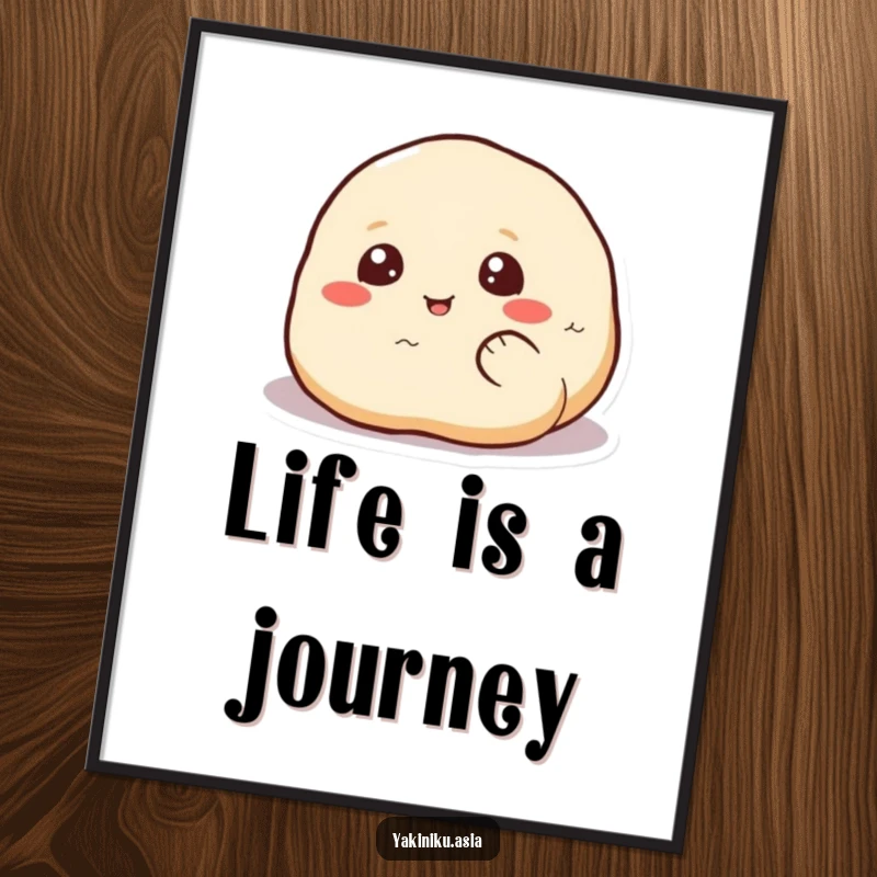 Funny dumpling poster, depicted happily rolling with eyes, bringing cheerful humor and artistic charm to your walls.