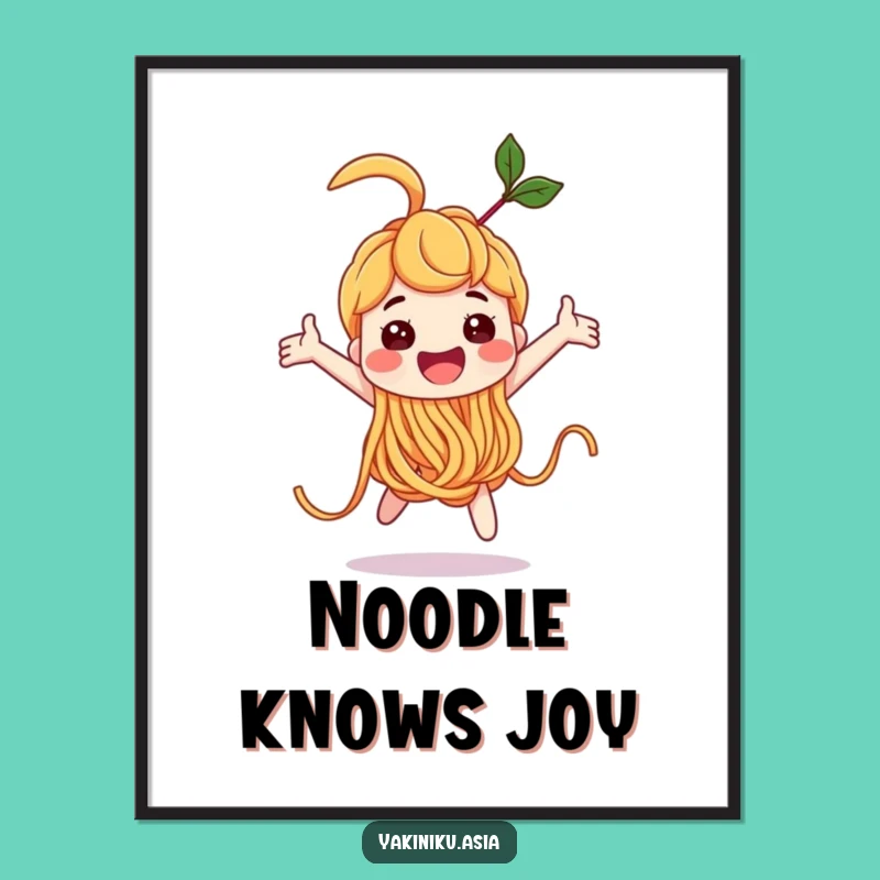 Funny Noodle Loop-the-Loop Poster, Vibrant Wall Art, Joyful Character Decor, Gift