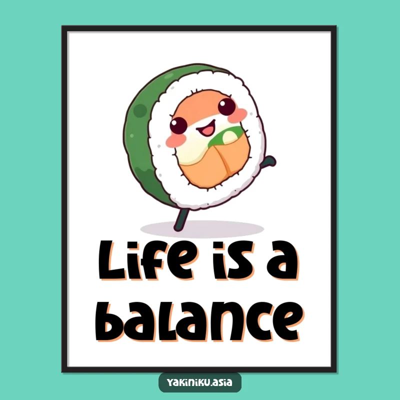 Funny Sushi Cartwheel Poster: Add a Hilarious Splash of Art to Your Walls!