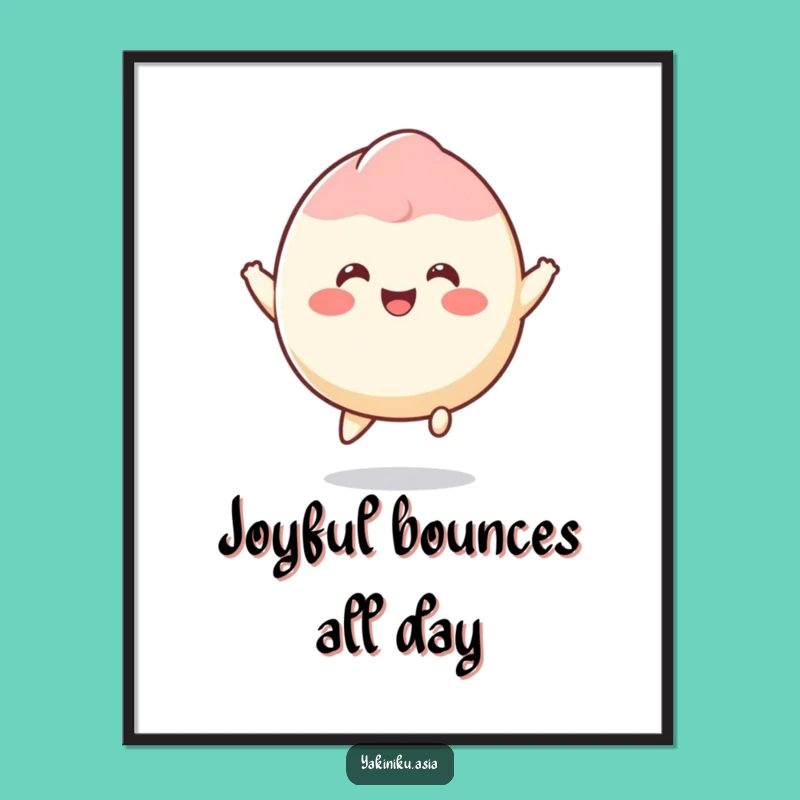 Funny Mochi Poster - Smiling Bouncing Character Wall Art Gift