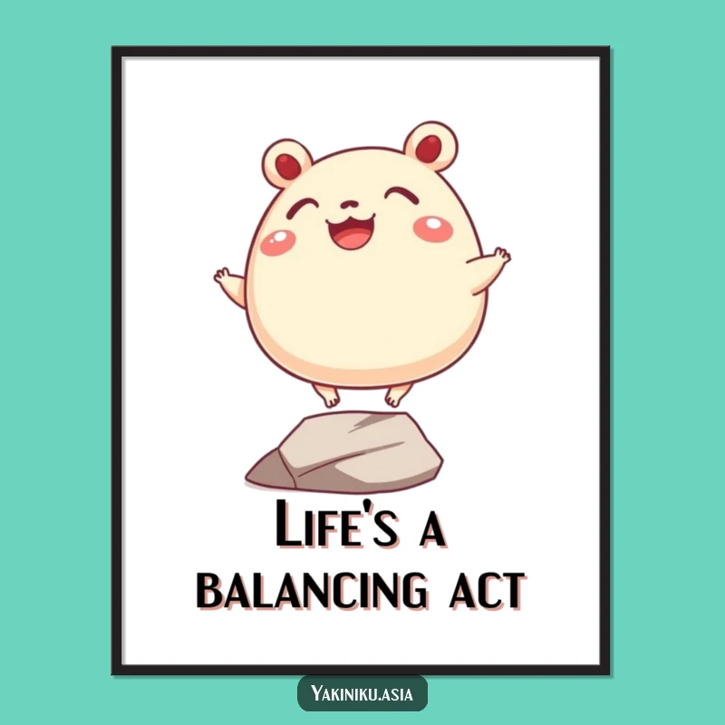 Funny Bao Bun Balance Poster: Add a Hilarious Splash of Grit to Your Walls!