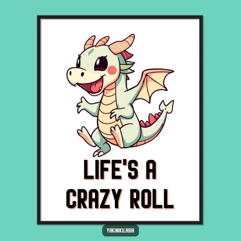 Funny Dragon Roll Cartwheel Poster: Vibrant Sushi Art for a Playful Space