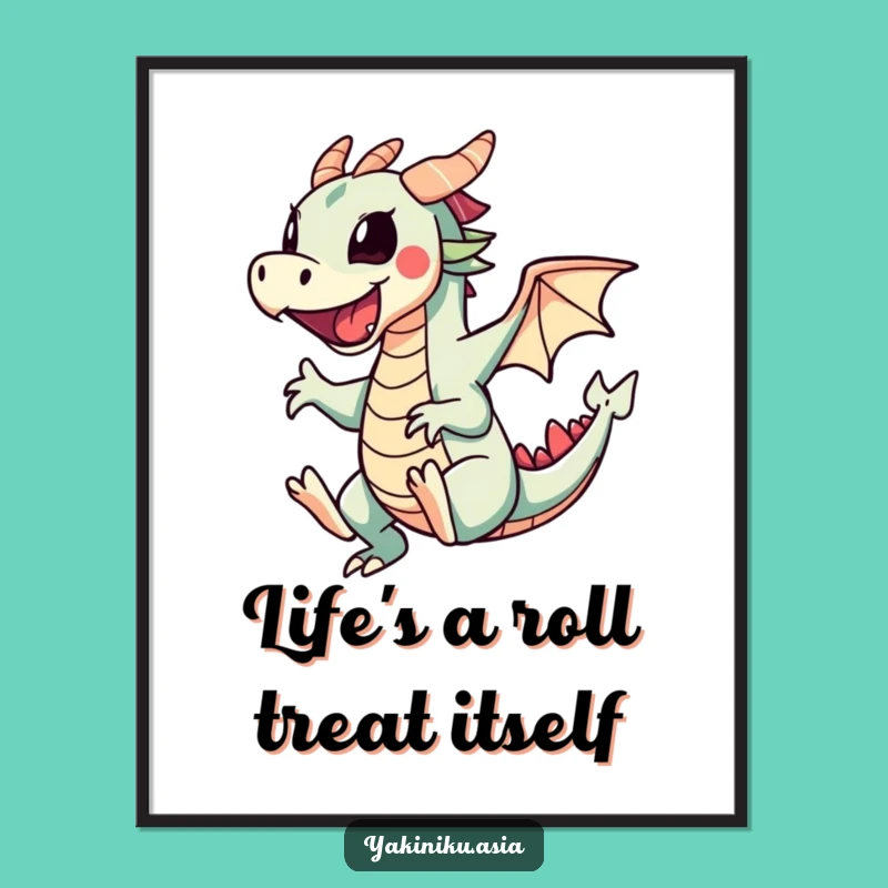 Free Printable Funny Dragon Roll Wall Art: Cartwheeling Sushi Decor Download
