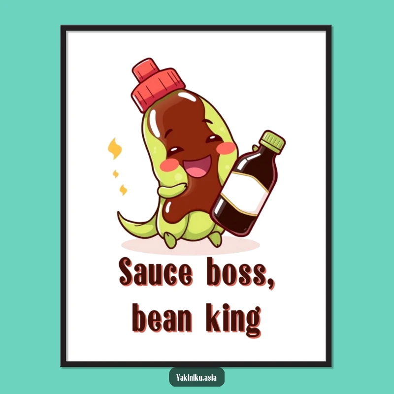 Funny Free Printable Edamame Wall Art - Playing with Soy Sauce! Downloadable Foodie Decor