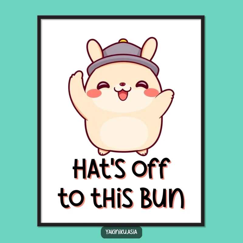 Free Printable Wall Art: Happy Bao Bun's Humorous Imaginary Hat Tip Design