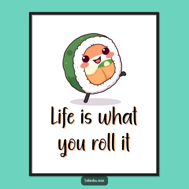 Free Printable Wall Art: Funny Sushi Cartwheel Downloadable Decor