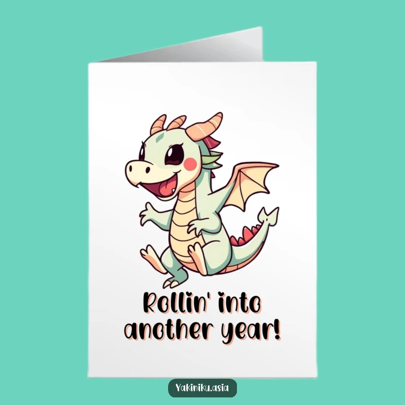 Free Printable Funny Dragon Roll Birthday Card: Cartwheeling Sushi Delight