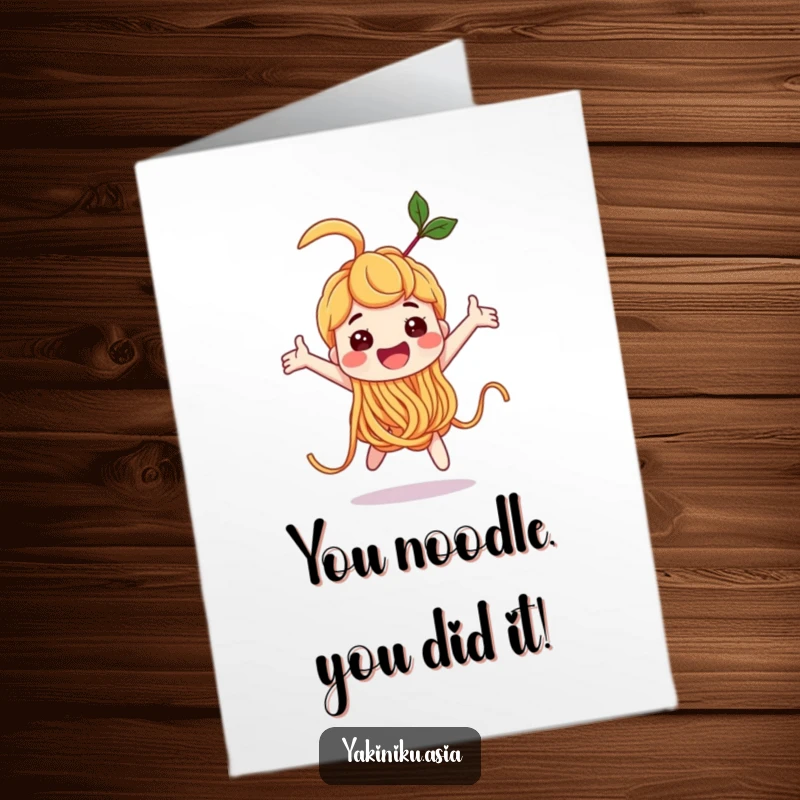Funny Free Printable Birthday Card: Cheerful noodle character performing a joyful loop-the-loop with a smile.
