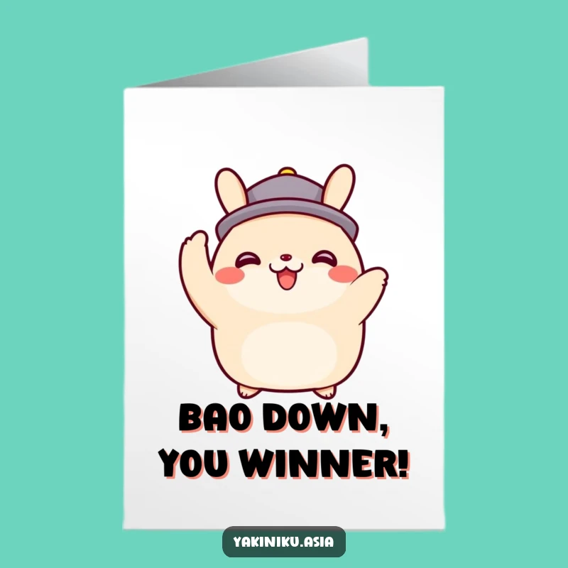 Free Printable Congrats Card: Bao Bun Character Offers a Cheerful, Funny Salute
