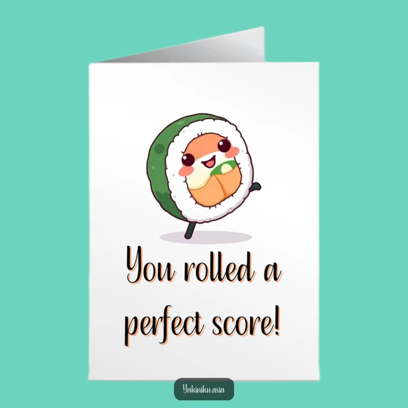 Free Printable Sushi Congratulations Card: Funny Cartwheel Roll Downloadable Gift