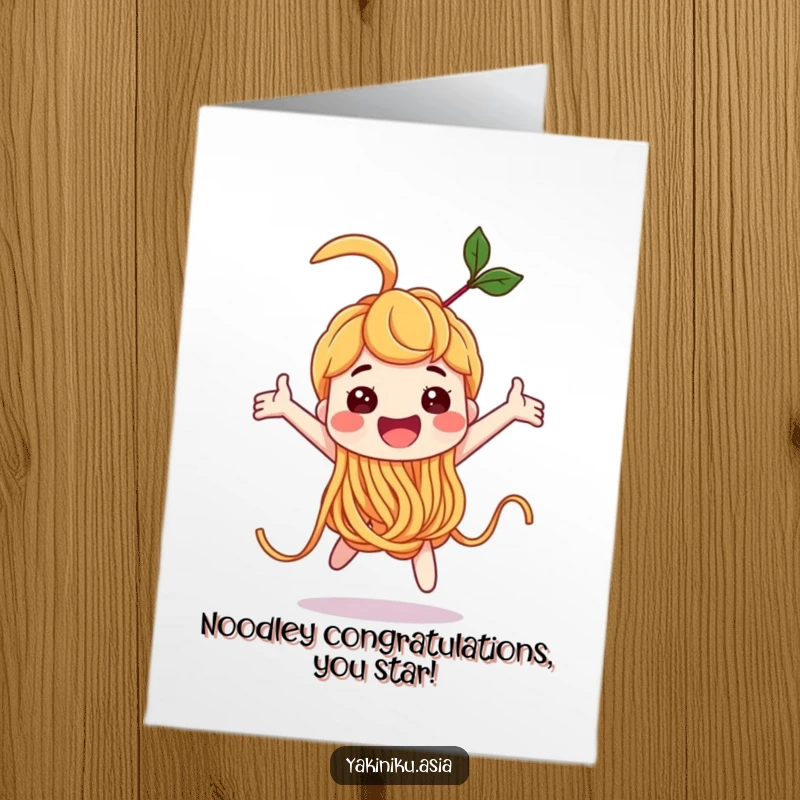 Funny Free Printable Congratulations Card: A cheerful noodle character completing a triumphant loop-the-loop.