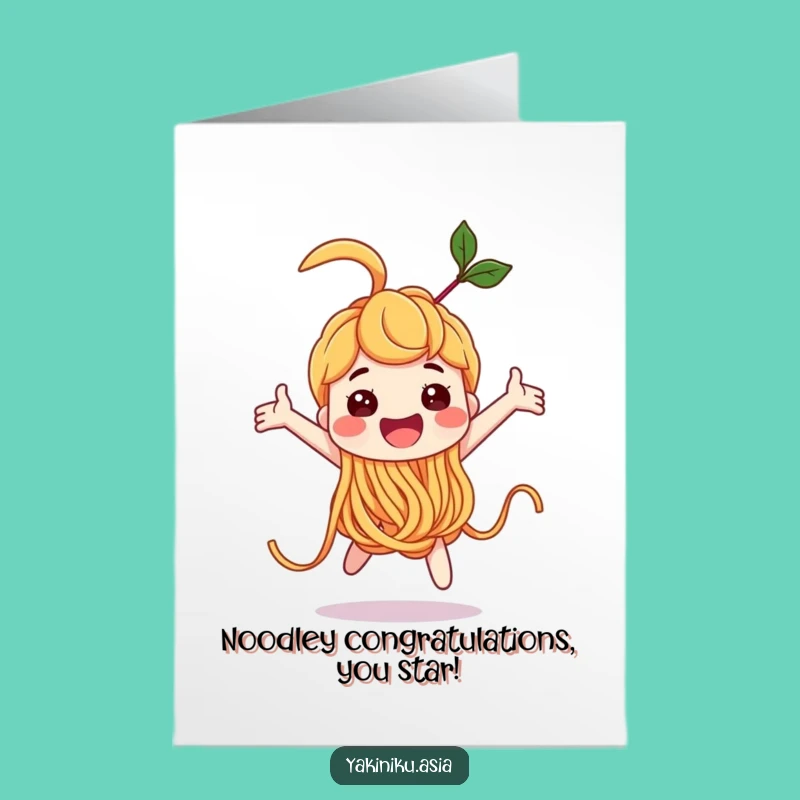Free Printable Congrats Card: Noodle Character Achieves a Joyful Loop-the-Loop