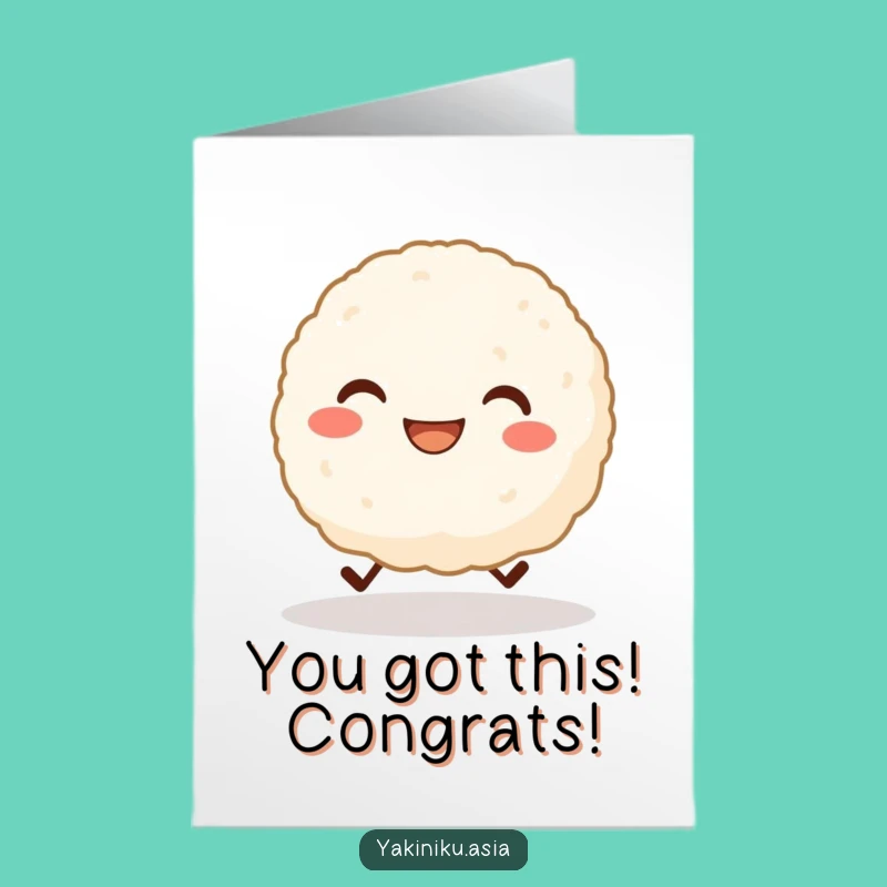 Free Printable Funny Congrats Card: Skipping Rice Ball Joy - Downloadable Gift