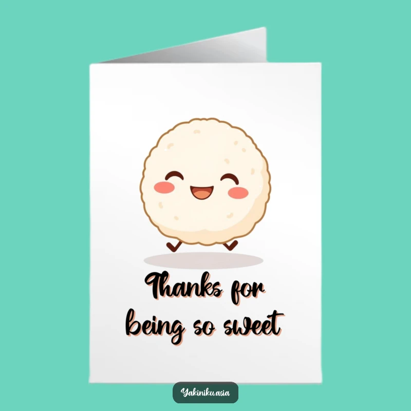 Free Printable Funny Thank You Card: Skipping Rice Ball Thanks - Downloadable Gift