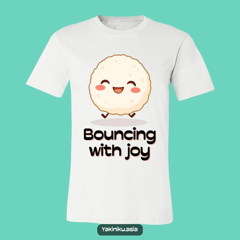 Funny Skipping Rice Ball T-Shirt - Grinning Character Style, Perfect Cute Funny Gift