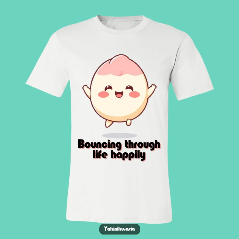 Funny Bouncing Mochi T-Shirt - Joyful Dessert Character Tee Gift