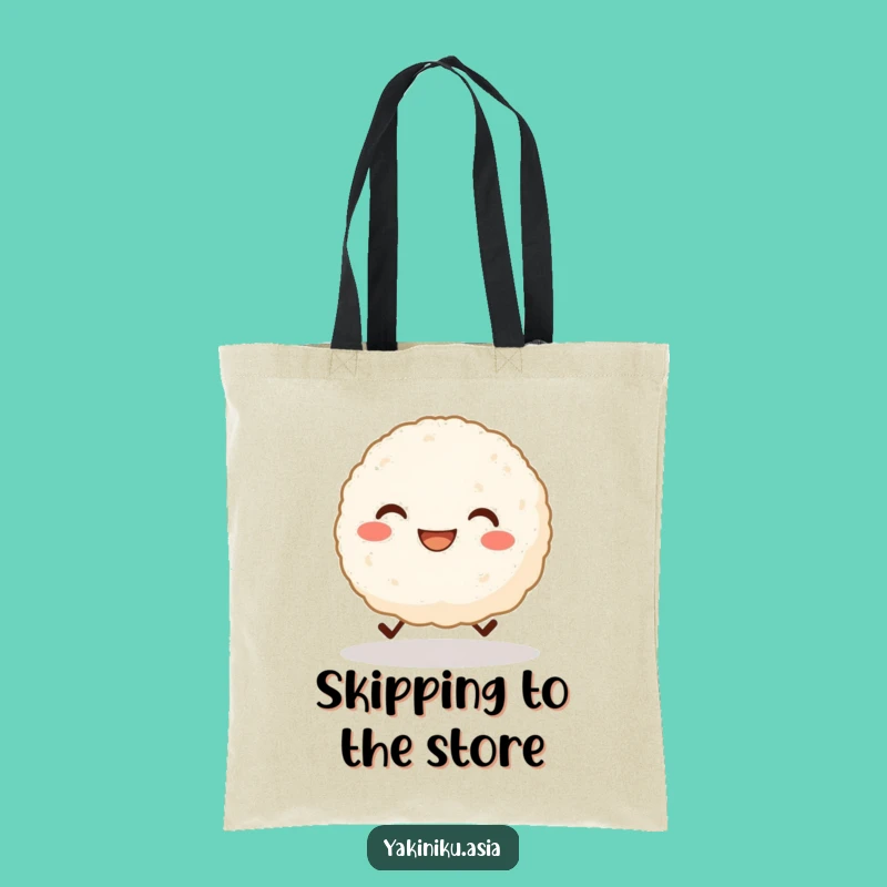 Funny Skipping Rice Ball Tote Bag - Grinning Character Fun, Perfect Cute Funny Gift